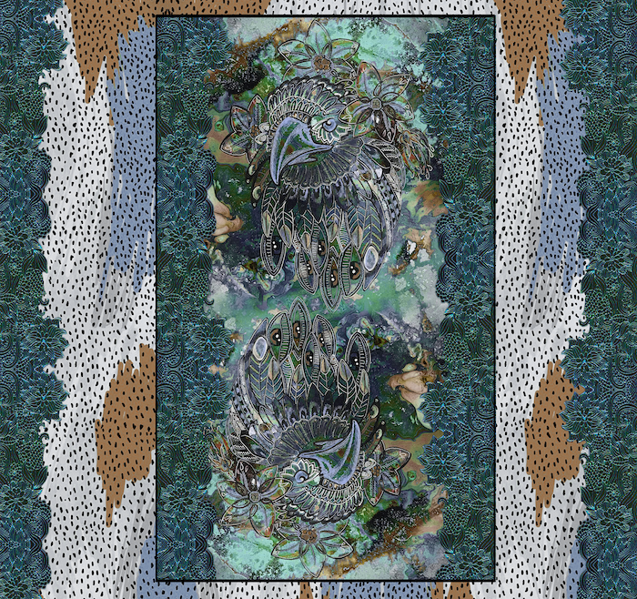 "Totem" scarf 80x80cm silk twill